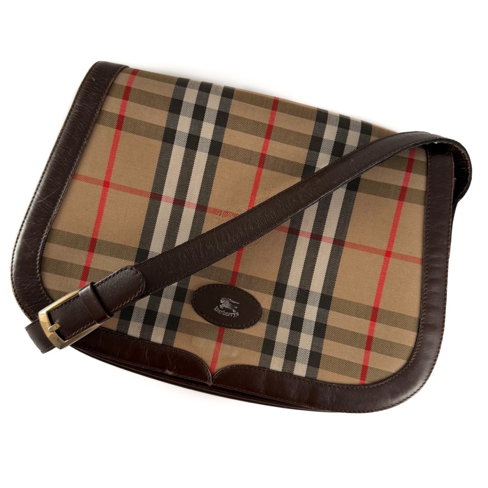 Burberry Vintage Haymarket Shoulder Saddle Bag